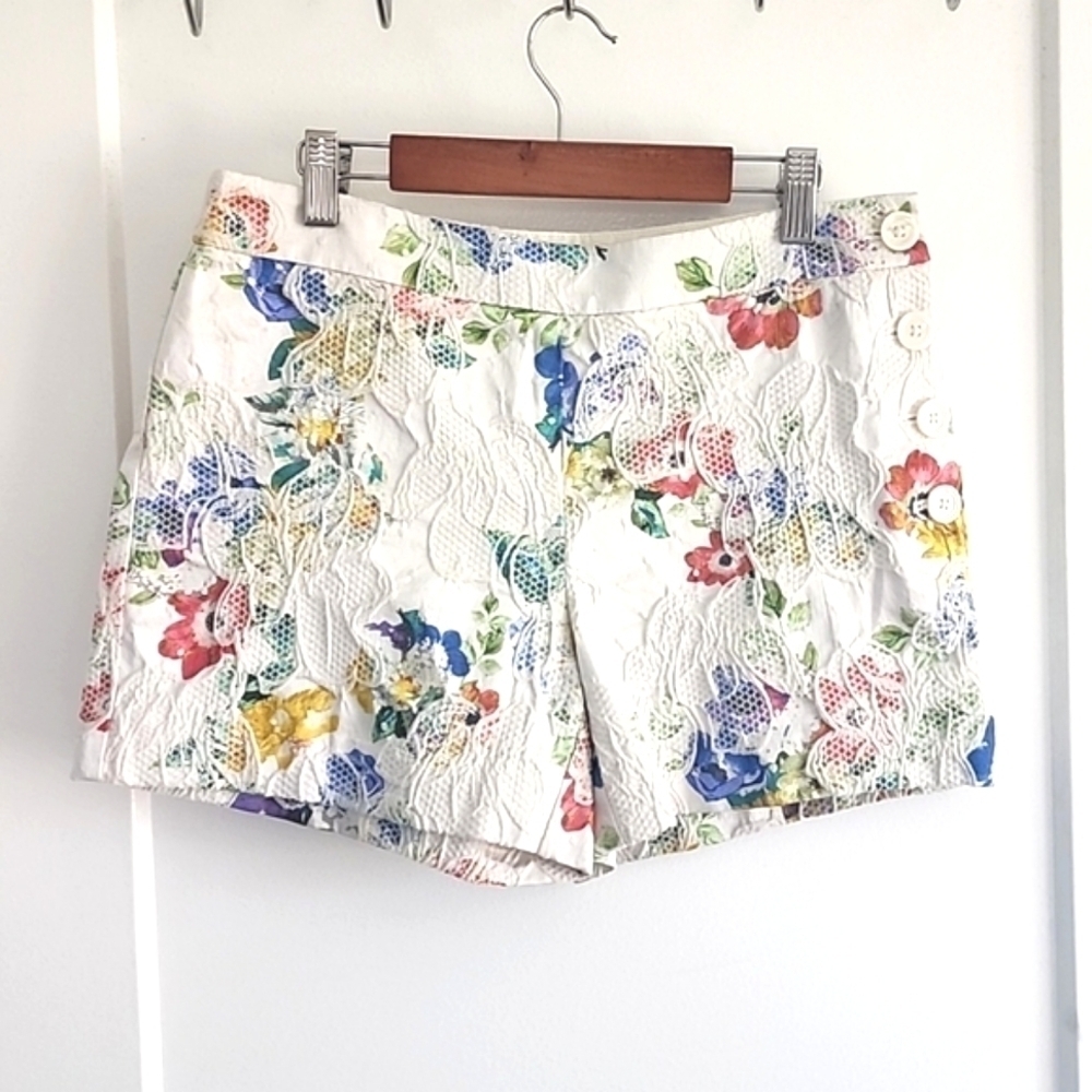 Anthropologie Elevenses embroidered floral shorts size 0